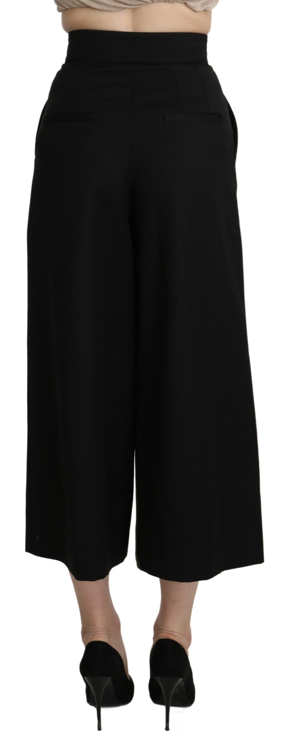 Dolce &amp; Gabbana Elegant High Waist Wide Leg Virgin Wool Trousers