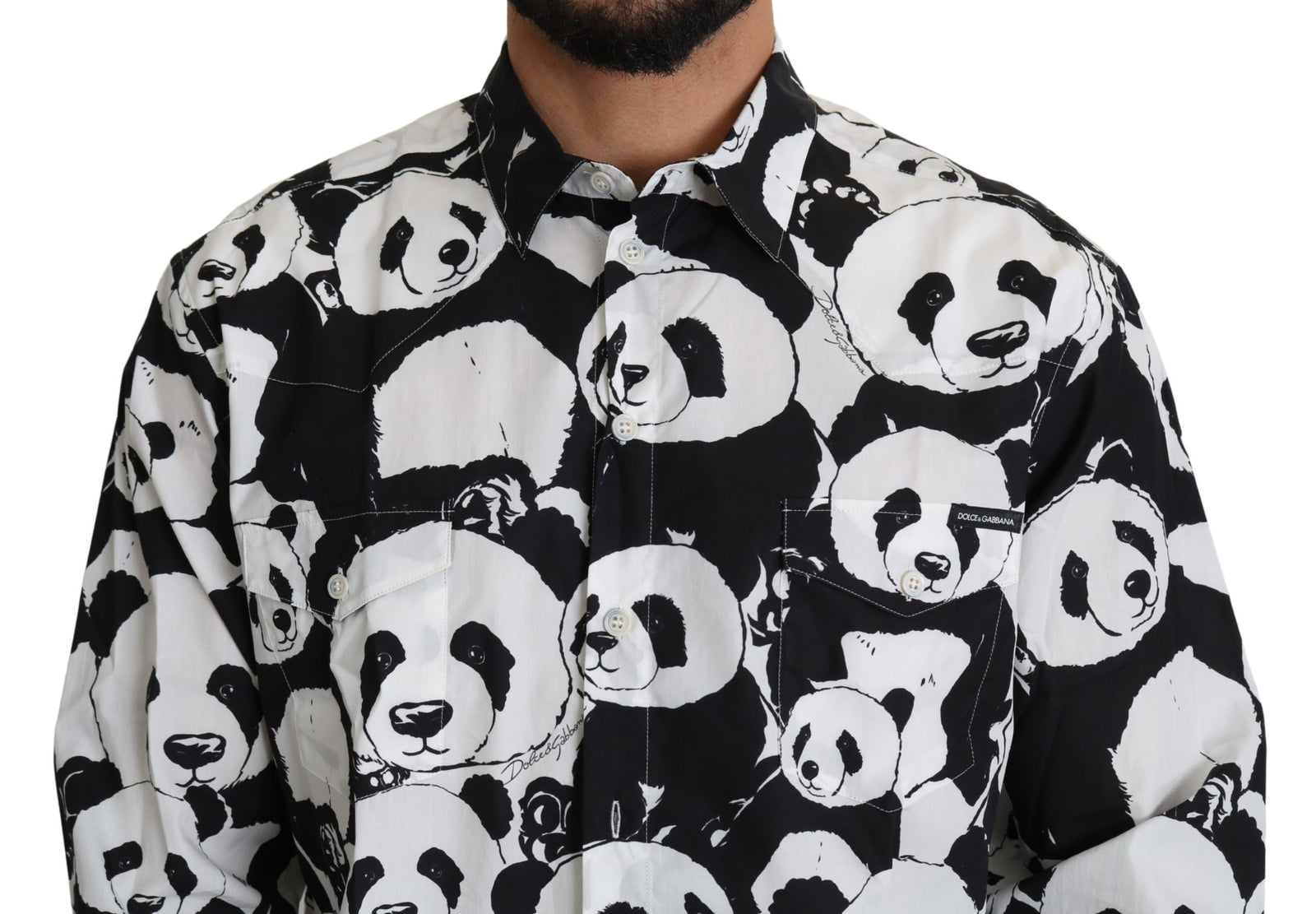 Chemise en pur coton imprimé panda Dolce &amp; Gabbana - Noir et blanc