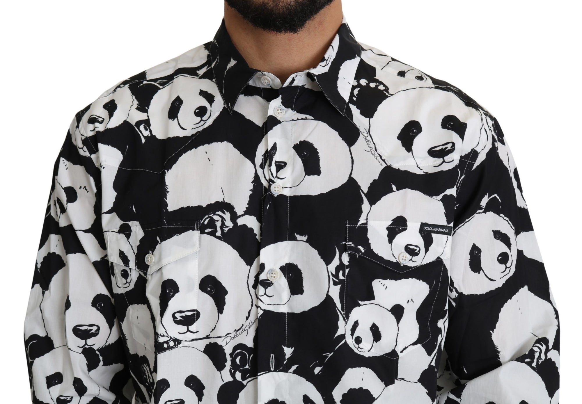Chemise en pur coton imprimé panda Dolce &amp; Gabbana - Noir et blanc