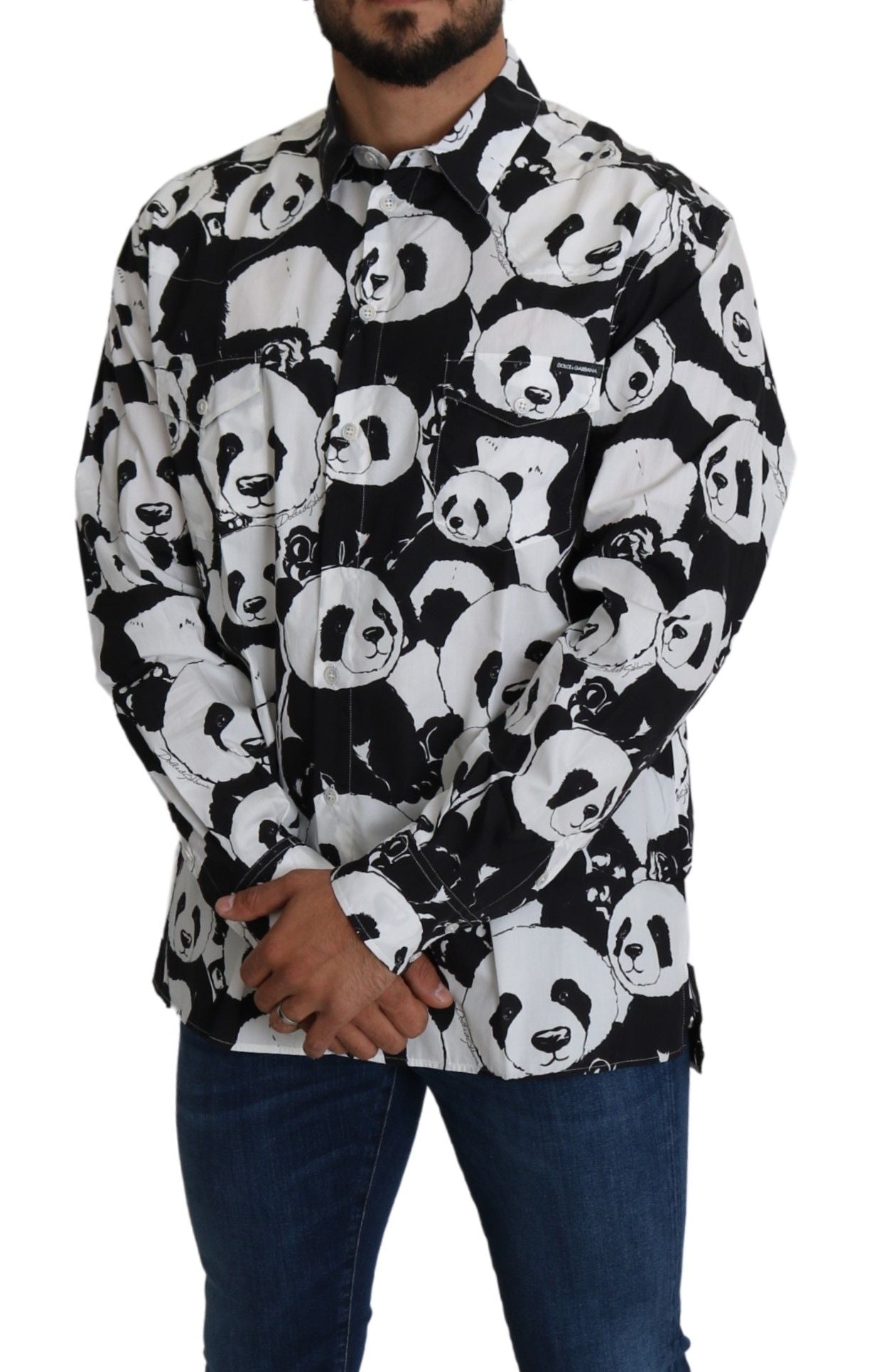 Chemise en pur coton imprimé panda Dolce &amp; Gabbana - Noir et blanc