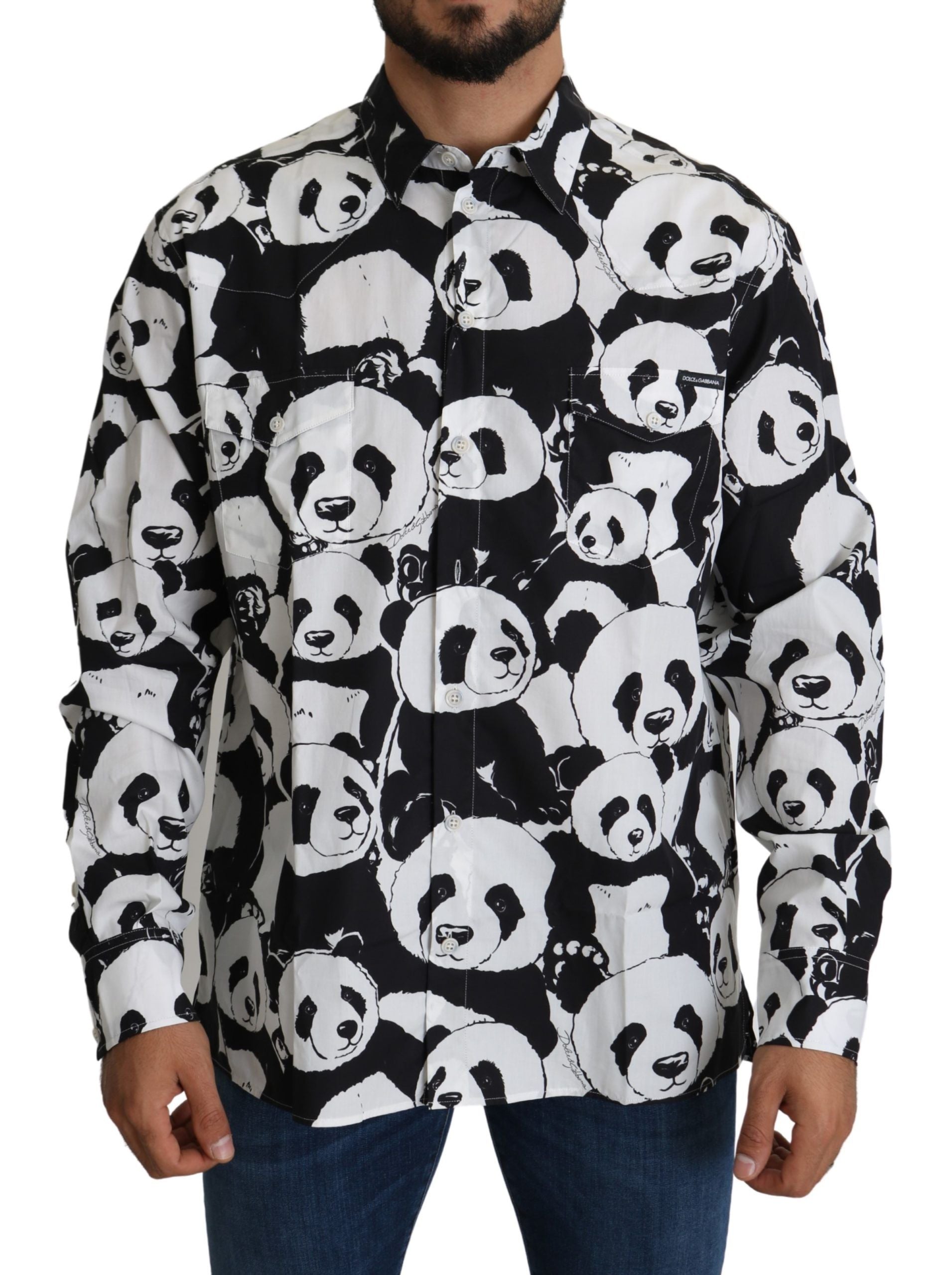 Chemise en pur coton imprimé panda Dolce &amp; Gabbana - Noir et blanc