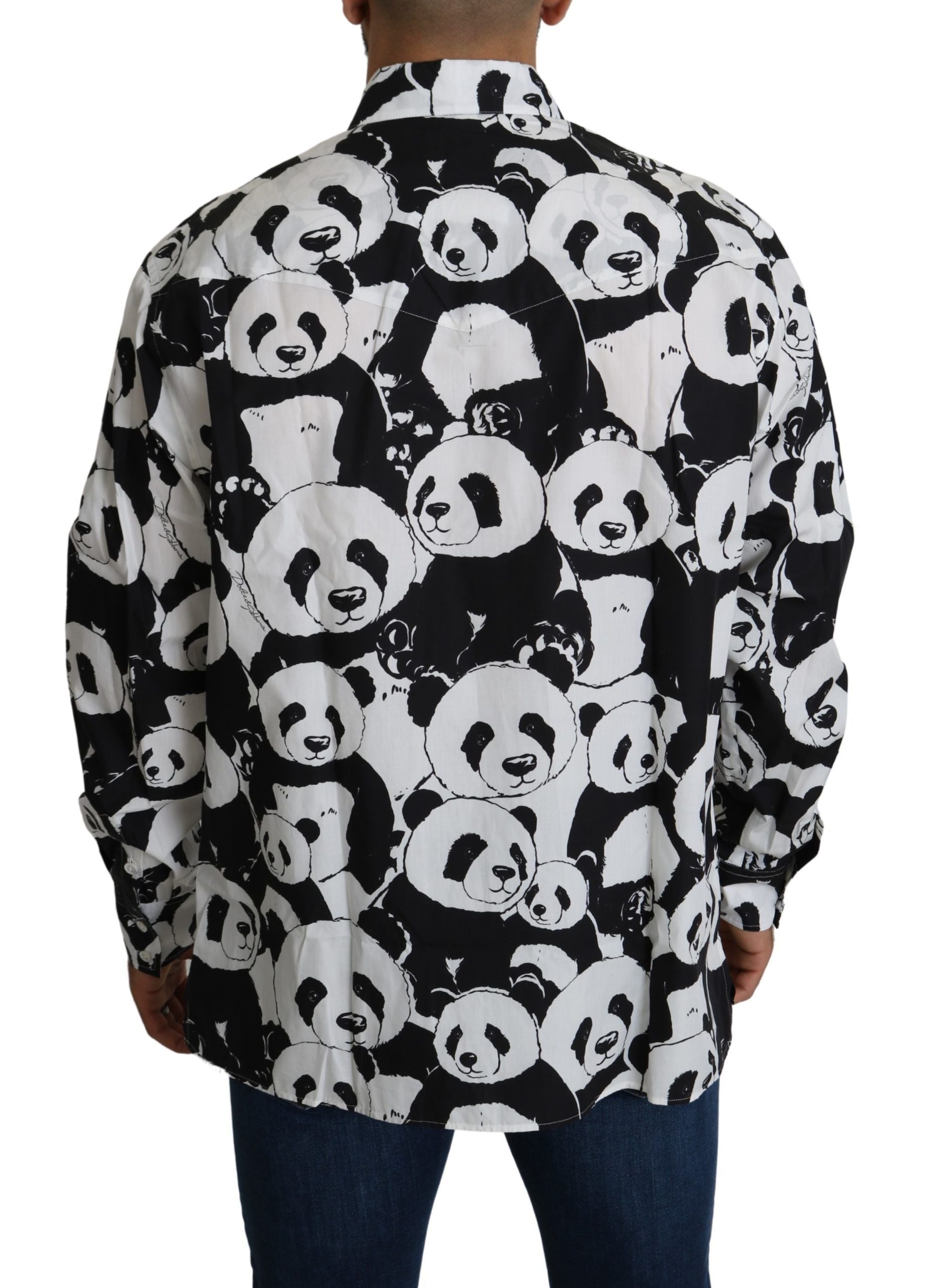 Chemise en pur coton imprimé panda Dolce &amp; Gabbana - Noir et blanc