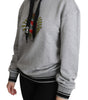 Dolce & Gabbana Gray Printed Hooded Exclusive Logo Sweater