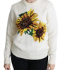 Dolce & Gabbana White Floral Wool Pullover Sunflower Sweater