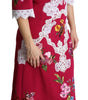 Dolce & Gabbana Red Floral Embroidered Sheath Midi Dress