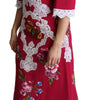 Dolce & Gabbana Red Floral Embroidered Sheath Midi Dress