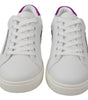 Baskets chics en cuir blanc avec accents violets Dolce &amp; Gabbana