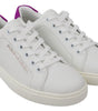 Baskets chics en cuir blanc avec accents violets Dolce &amp; Gabbana