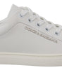 Baskets chics en cuir blanc avec accents violets Dolce &amp; Gabbana