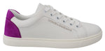 Baskets chics en cuir blanc avec accents violets Dolce &amp; Gabbana