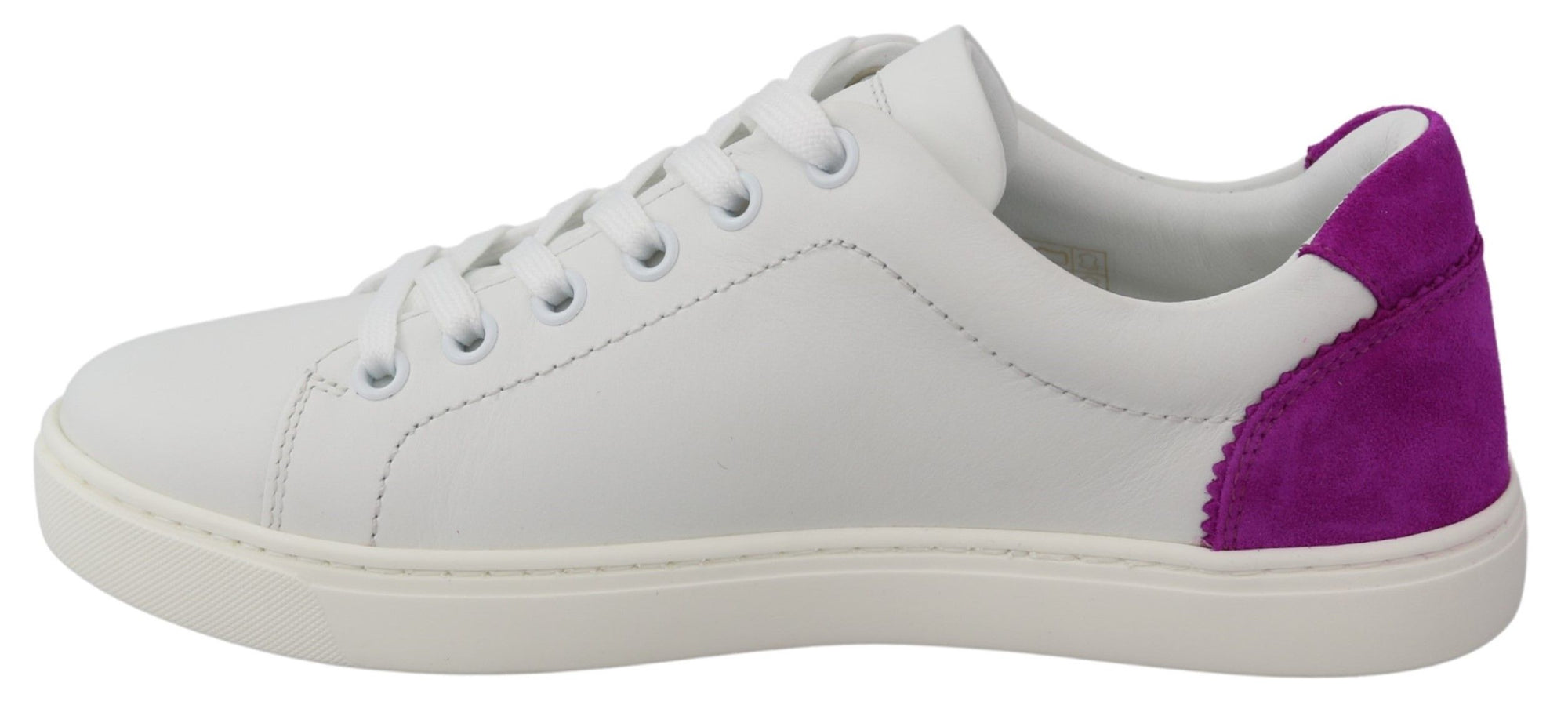 Baskets chics en cuir blanc avec accents violets Dolce &amp; Gabbana
