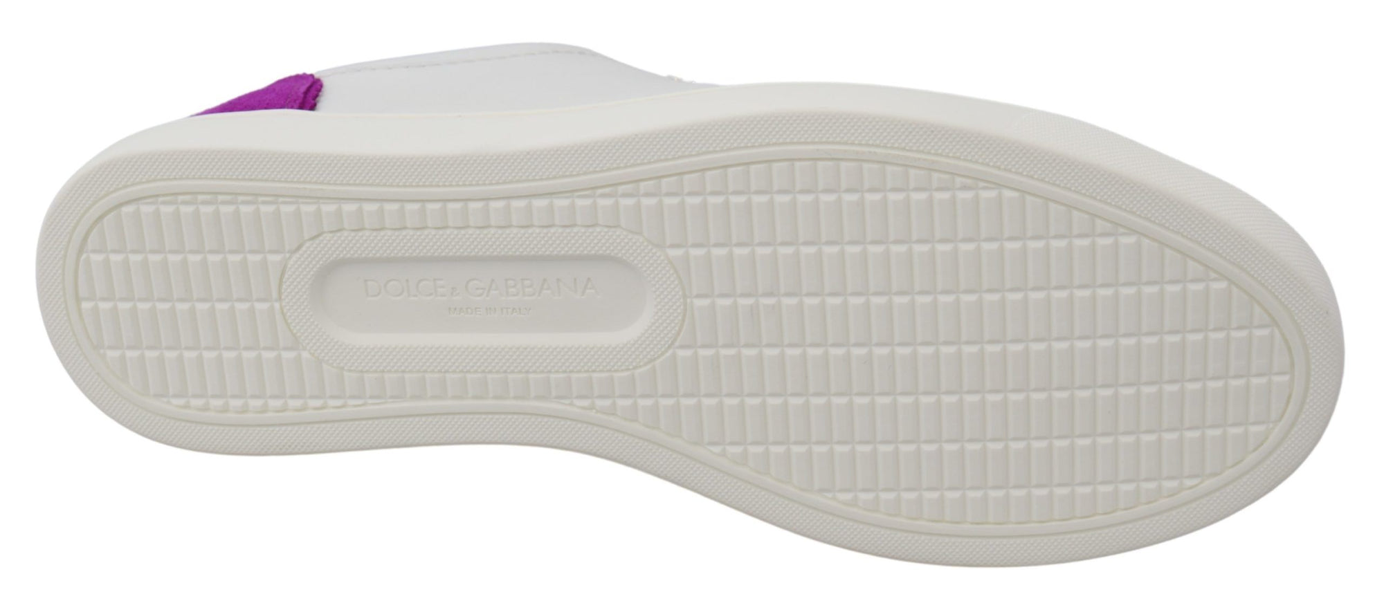 Baskets chics en cuir blanc avec accents violets Dolce &amp; Gabbana