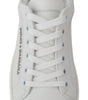 Baskets chics en cuir blanc avec accents violets Dolce &amp; Gabbana