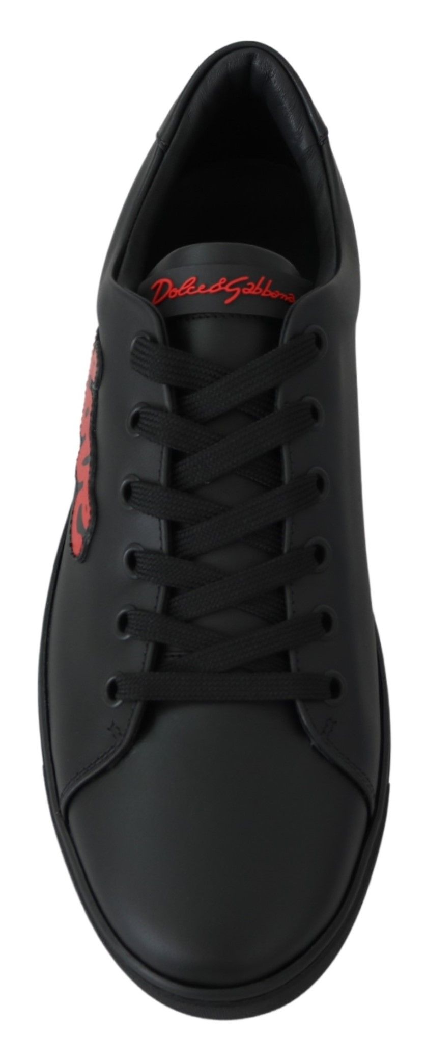 Baskets élégantes en cuir Dolce &amp; Gabbana avec accents rouges