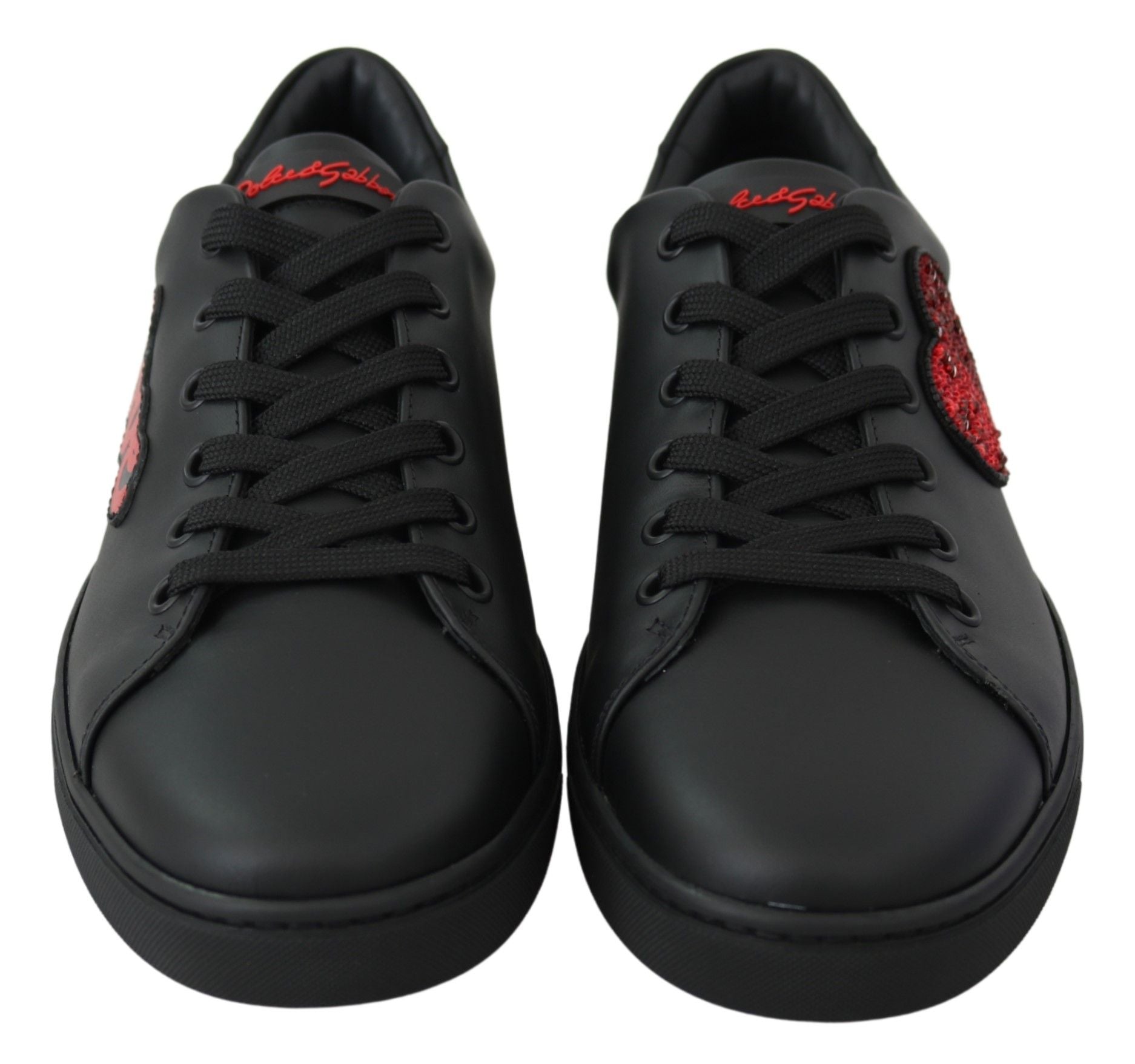 Baskets élégantes en cuir Dolce &amp; Gabbana avec accents rouges