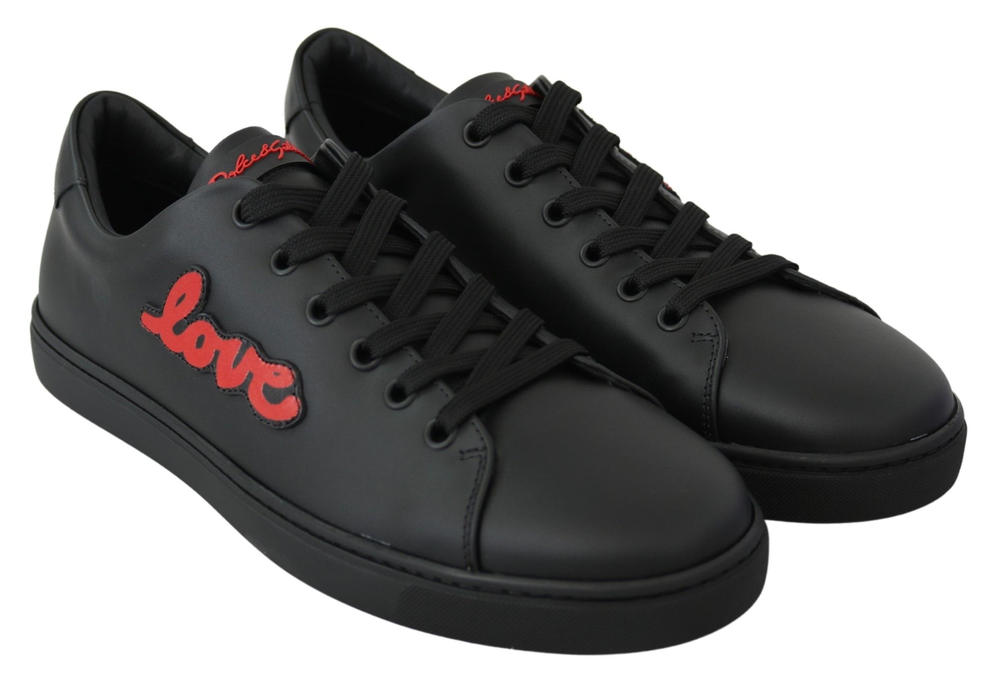 Baskets élégantes en cuir Dolce &amp; Gabbana avec accents rouges