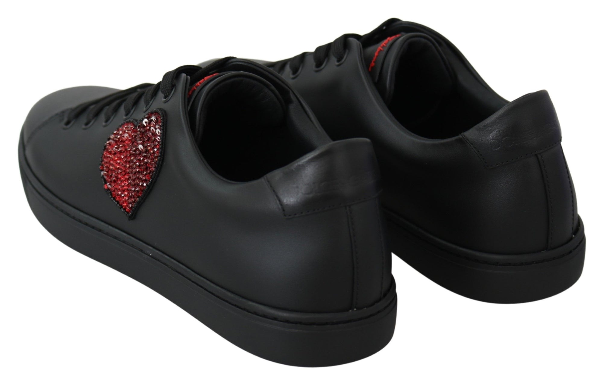 Baskets élégantes en cuir Dolce &amp; Gabbana avec accents rouges