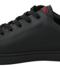 Baskets élégantes en cuir Dolce &amp; Gabbana avec accents rouges