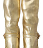 Dolce & Gabbana Elegant Gold Ankle Boots Socks with Rhinestones