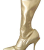 Dolce & Gabbana Elegant Gold Ankle Boots Socks with Rhinestones