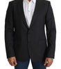 Dolce &amp; Gabbana Elegant Gray Wool Silk Blend Slim Fit Blazer