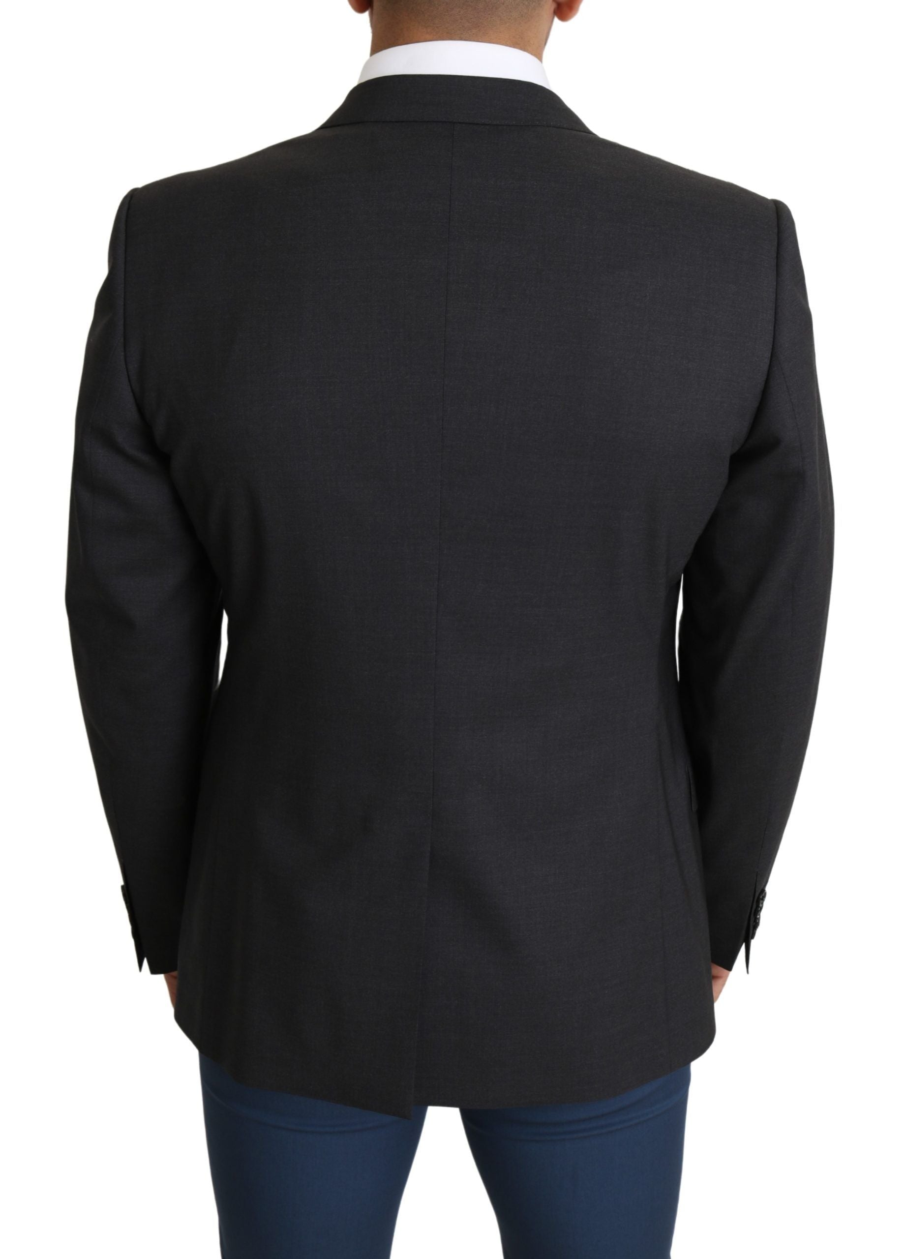 Dolce &amp; Gabbana Elegant Gray Wool Silk Blend Slim Fit Blazer