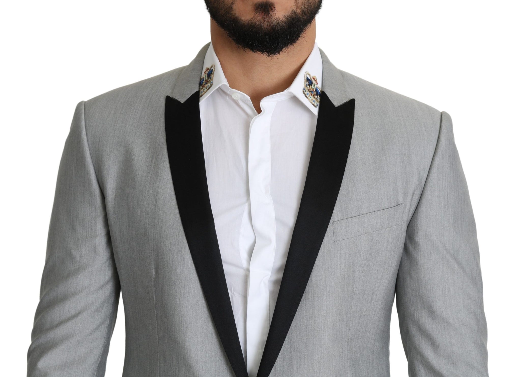 Dolce &amp; Gabbana Elegant Silk Blend Light Gray Blazer