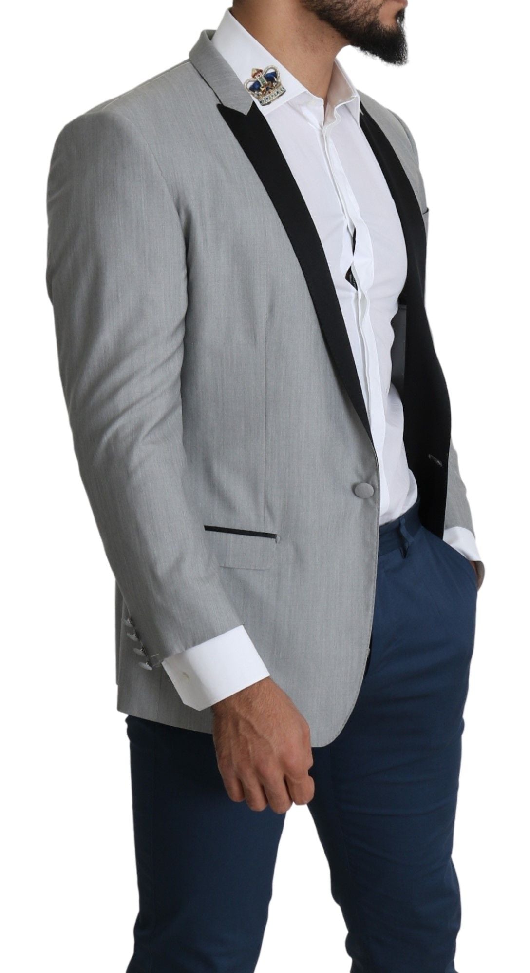 Dolce &amp; Gabbana Elegant Silk Blend Light Gray Blazer