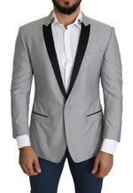 Dolce &amp; Gabbana Elegant Silk Blend Light Gray Blazer