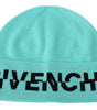 Bonnet en laine vert aigue-marine Givenchy avec logo signature
