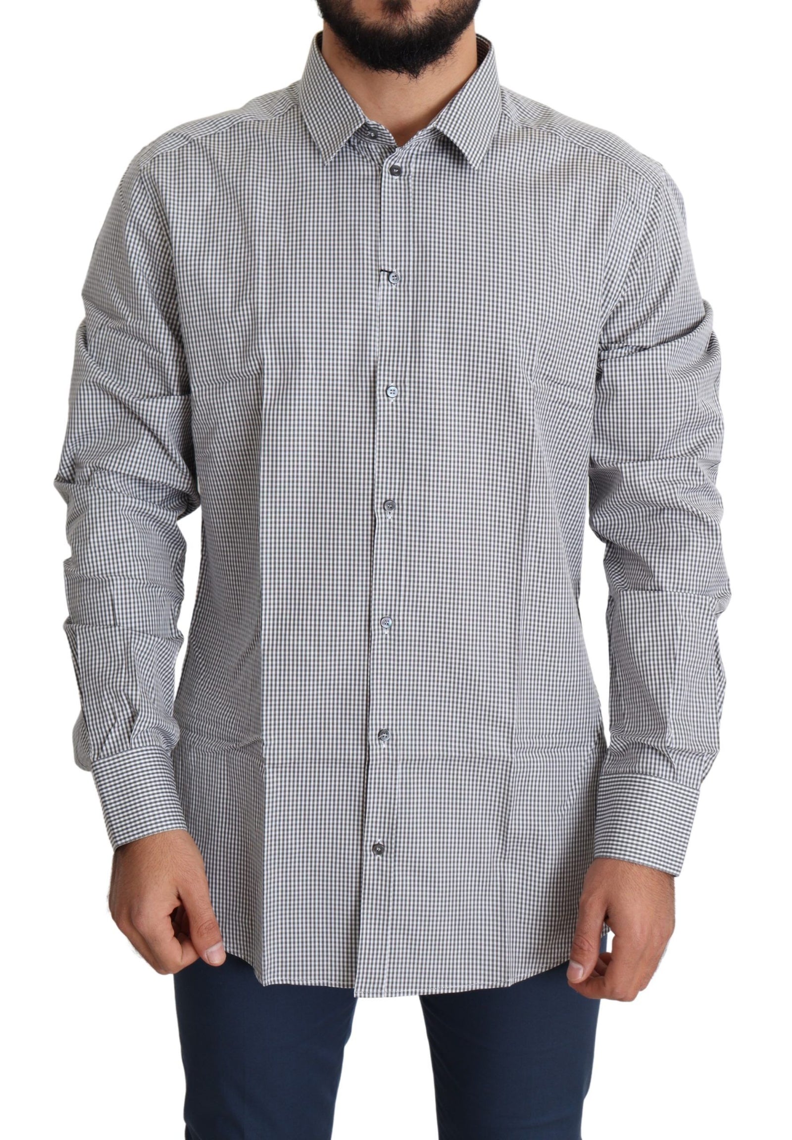 Chemise habillée en coton à carreaux coupe slim Dolce &amp; Gabbana