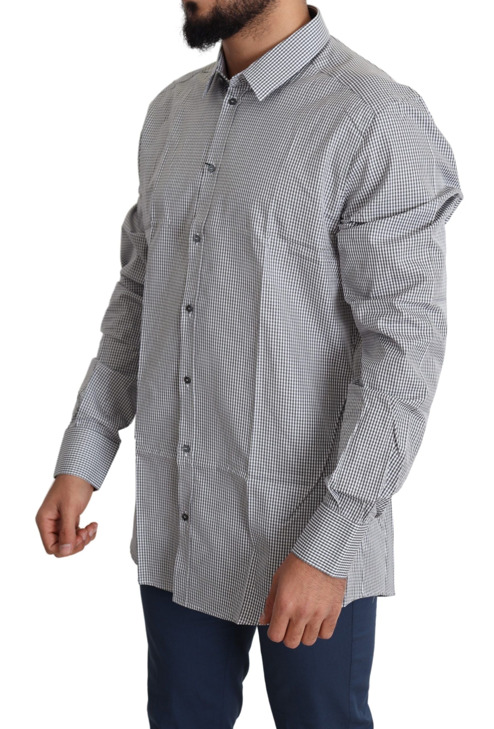 Chemise habillée en coton à carreaux coupe slim Dolce &amp; Gabbana