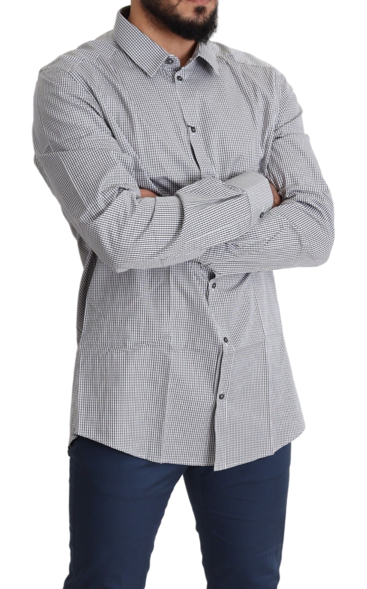 Chemise habillée en coton à carreaux coupe slim Dolce &amp; Gabbana