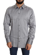 Chemise habillée en coton gris coupe slim élégante Dolce &amp; Gabbana