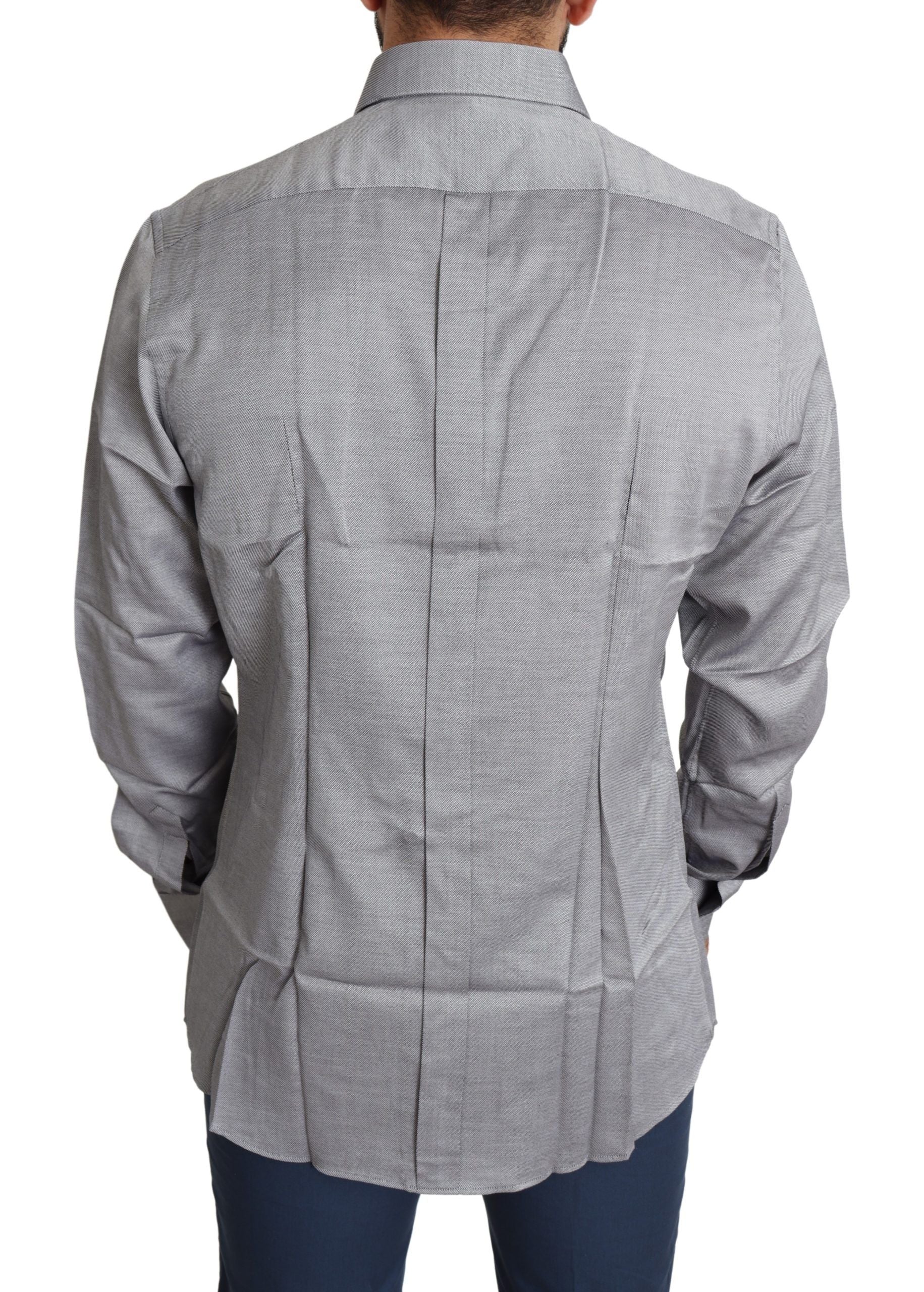 Chemise habillée en coton gris coupe slim élégante Dolce &amp; Gabbana