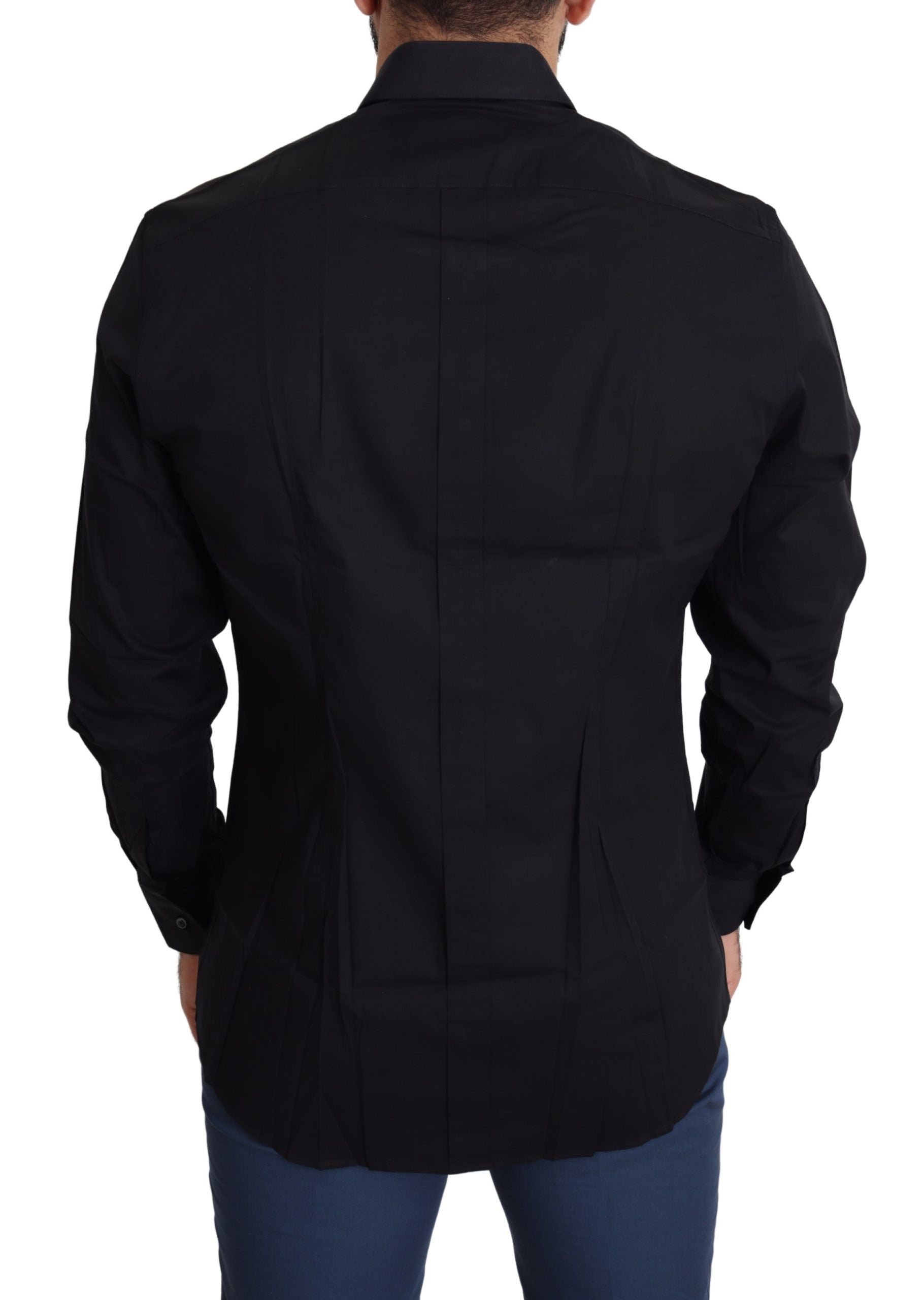 Chemise habillée élégante en coton stretch noir Dolce &amp; Gabbana
