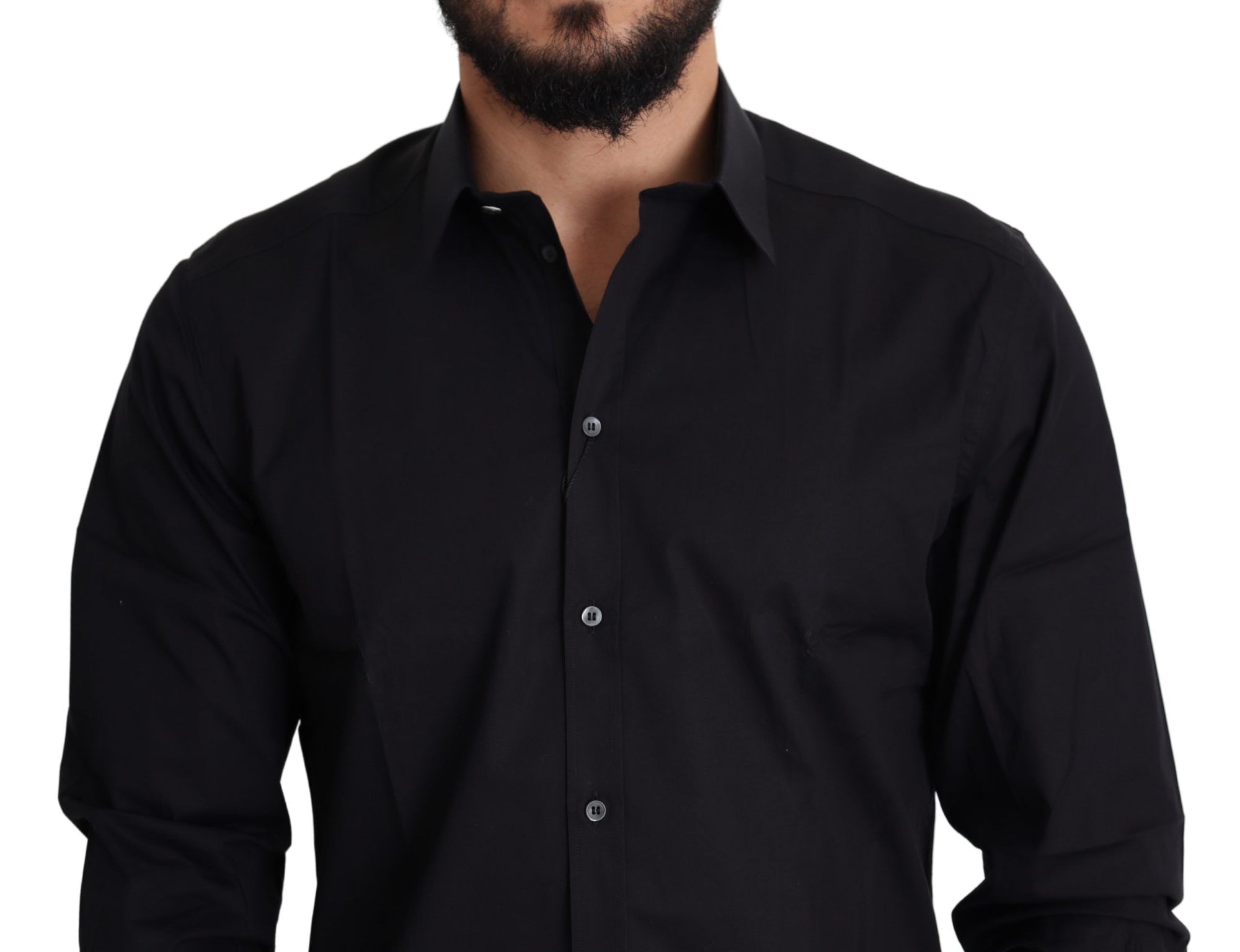 Chemise habillée élégante en coton stretch noir Dolce &amp; Gabbana