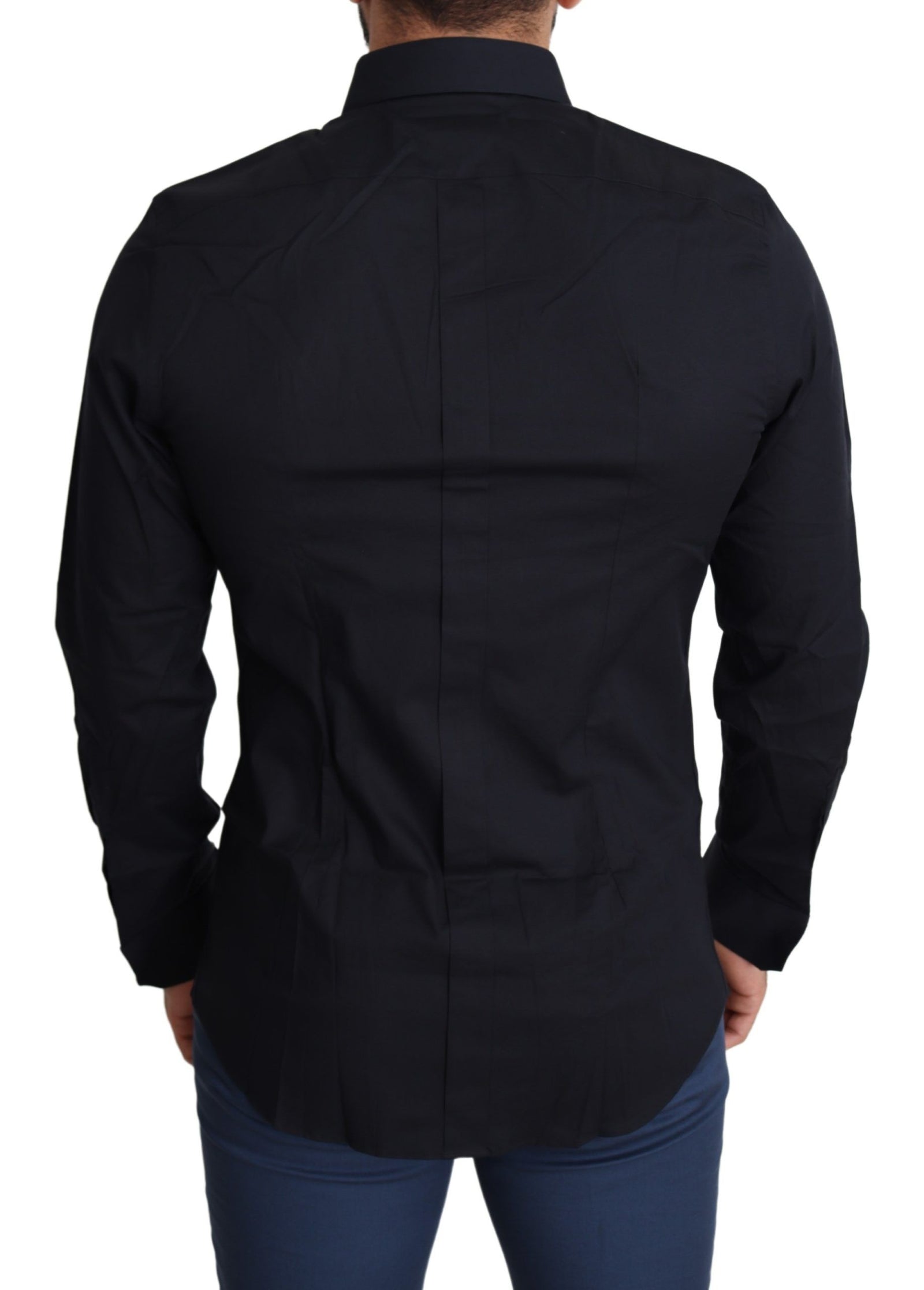 Chemise habillée en coton stretch noir coupe slim Dolce &amp; Gabbana