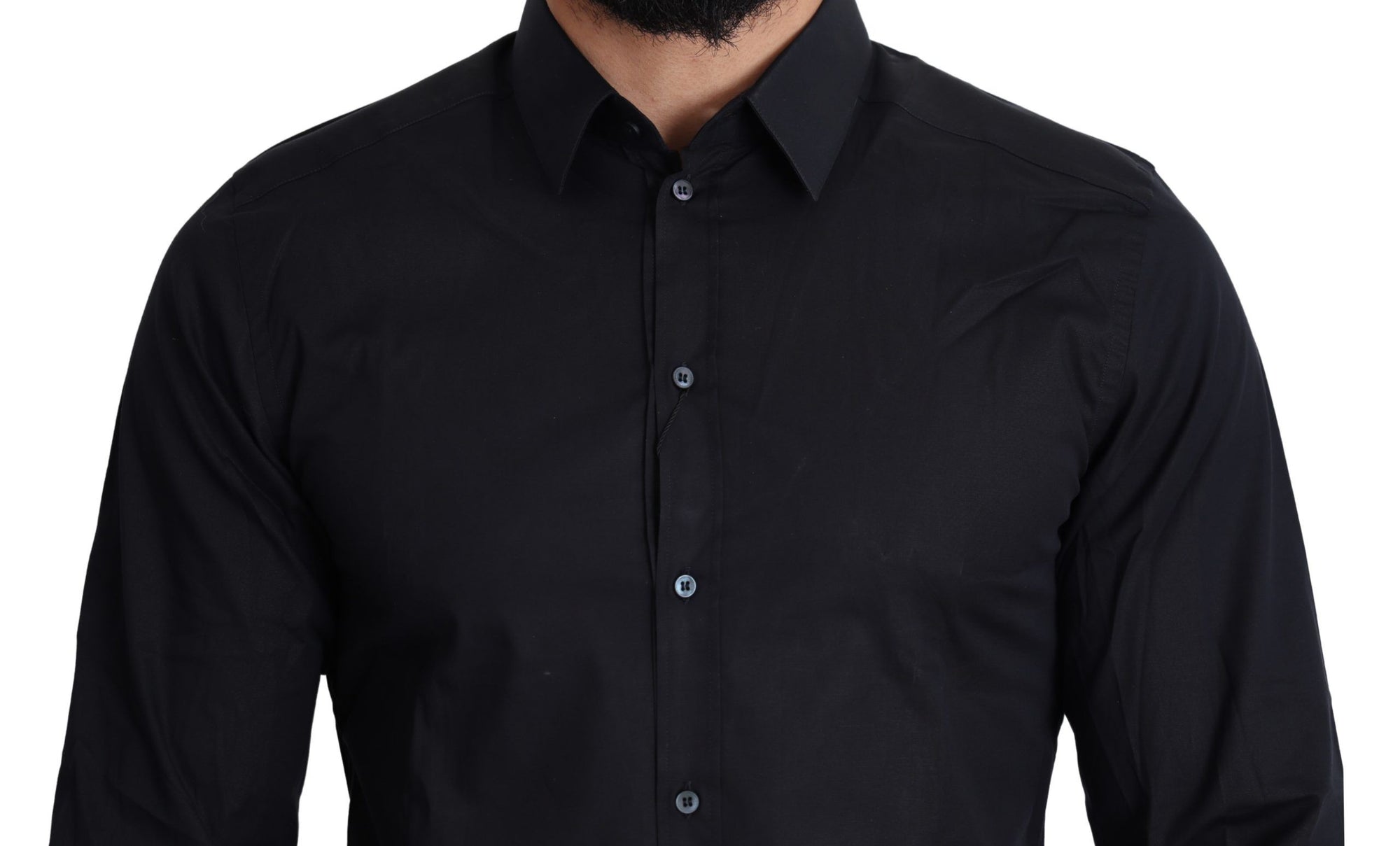 Chemise habillée en coton stretch noir coupe slim Dolce &amp; Gabbana