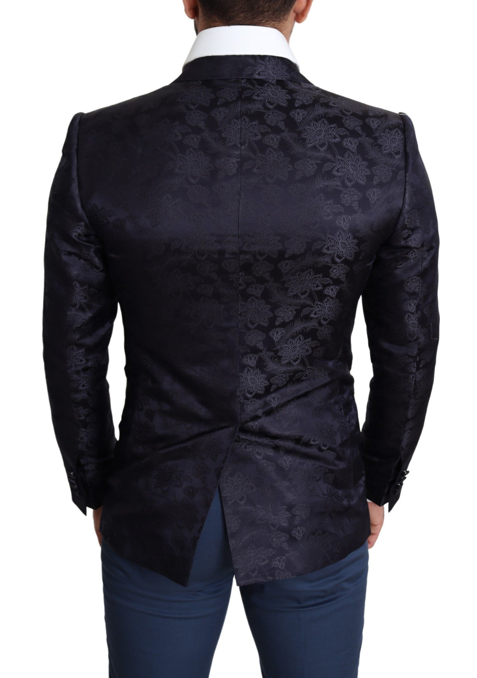 Dolce &amp; Gabbana Elegant Silk Blend Martini Blazer in Blue