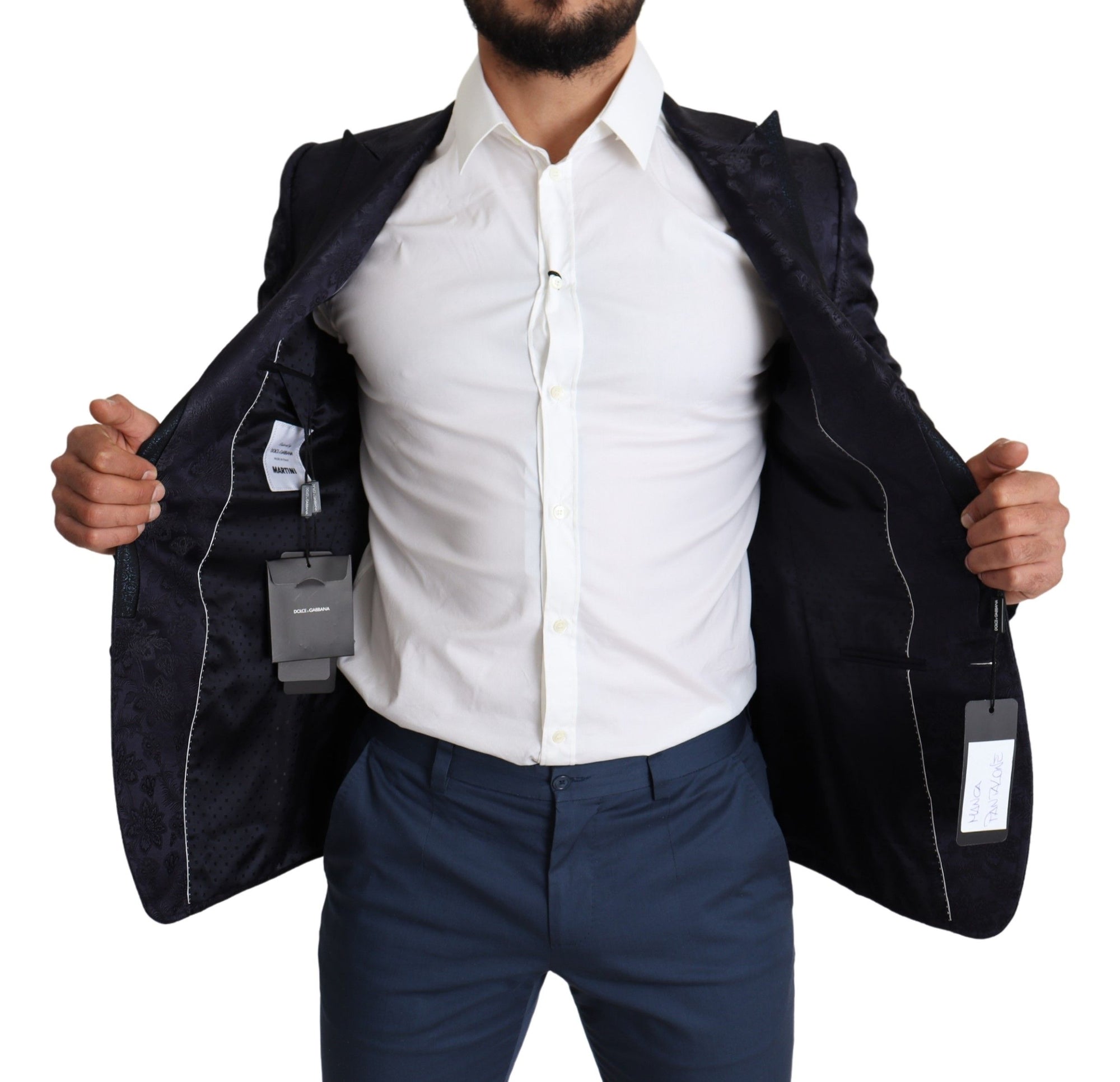 Dolce &amp; Gabbana Elegant Silk Blend Martini Blazer in Blue