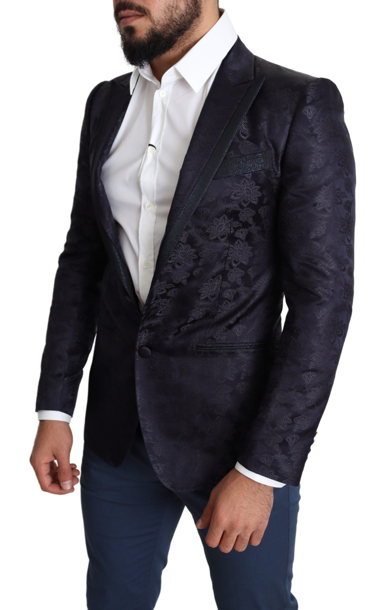 Dolce &amp; Gabbana Elegant Silk Blend Martini Blazer in Blue