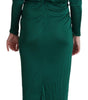 Dolce & Gabbana Green Fitted Silhouette Midi Viscose Dress