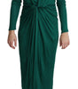 Dolce & Gabbana Green Fitted Silhouette Midi Viscose Dress