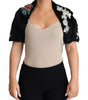 Dolce & Gabbana Black Rabbit Fur Crystals Sequin Coat