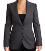 Dolce & Gabbana Gray Single Breasted Fitted Blazer Wool Jacket