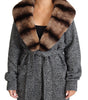Dolce & Gabbana Gray Cardigan Fur Coat Cashmere Jacket