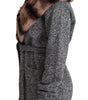 Dolce & Gabbana Gray Cardigan Fur Coat Cashmere Jacket