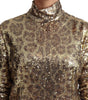Dolce & Gabbana Brown Leopard Fit Turtleneck Sequin Sweater