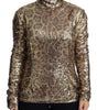 Dolce & Gabbana Brown Leopard Fit Turtleneck Sequin Sweater